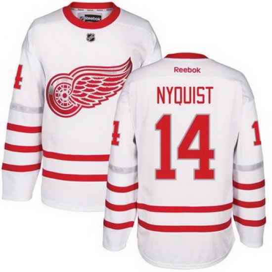 Red Wings #14 Gustav Nyquist White Centennial Classic Stitched NHL Jersey